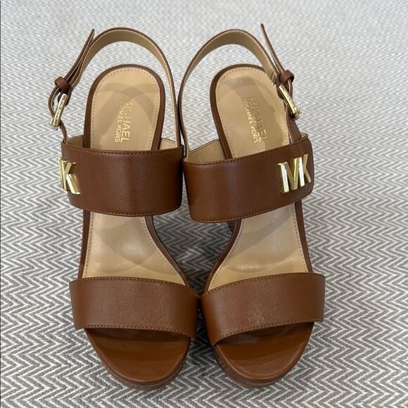 Michael Kors Brown Wedge Sandals Size 7 - Picture 2 of 5